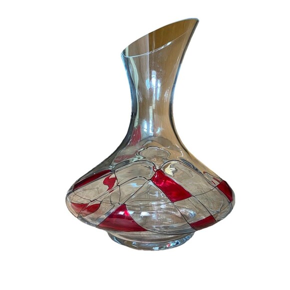 Vintage Crystal Glass Wine Decanter Milano Romania 24K Stained Glass - Picture 2 of 4